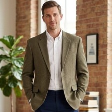 Jos. A. Bank Sport Coat Mens 42L Brown Houndstooth Wool Tailored Fit Blazer