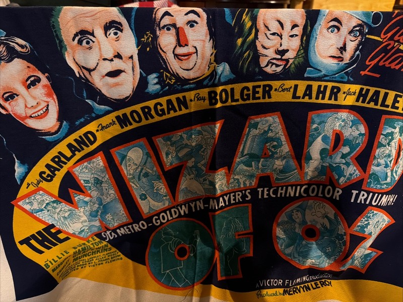 Wizard of Oz Movie Fabric Cloth Panel 1982 Wesco Veltex Rare Vintage