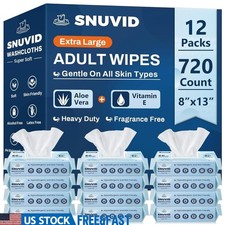 Hypoallergenic Disposable Wipes Aloe Vera Vitamin E Adult Skin Care 720 Count US