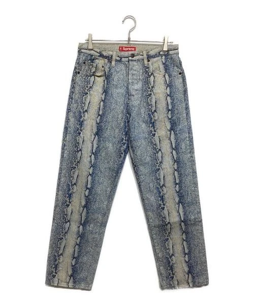 Jean denim homme Supreme imprimé serpent coupe régulière bleu style années 80 occasion