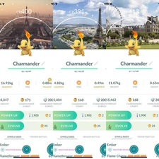 Combo Shiny Charmander *3✨GO Stamp Rally Paris Location Background✨mini PTC 20k✨