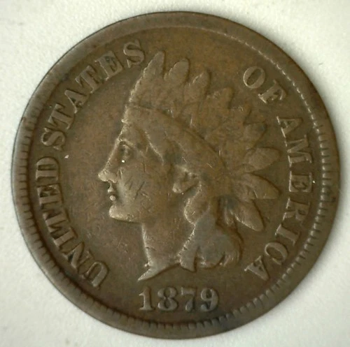 1879 Indian Head Bronze Penny One Cent GOOD Circulated Condition US Type Coin