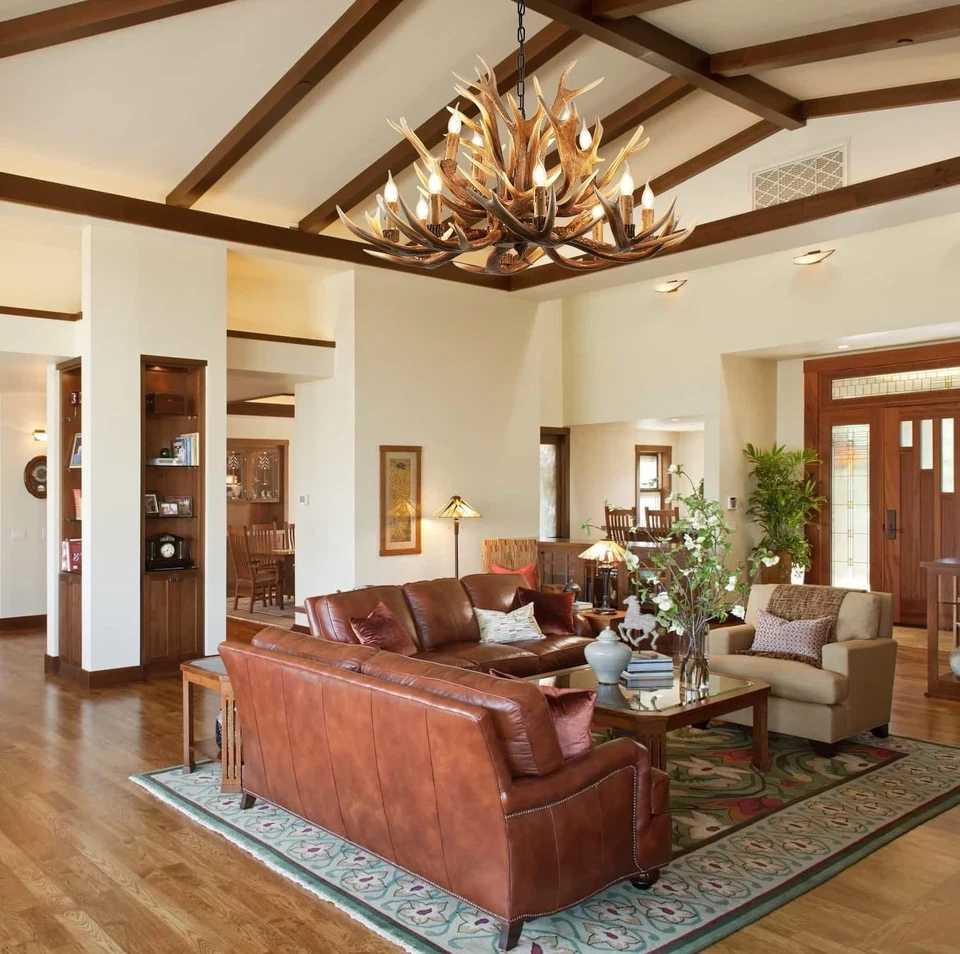 Farmhouse Antler Chandelier 12-Light, Lagre Rustic Antler Light Fixtures, 22 ... - Image 2 of 4