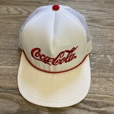 Vintage 80s Coca Cola Products Coke Soda Pop White Snapback Hat Made in USA
