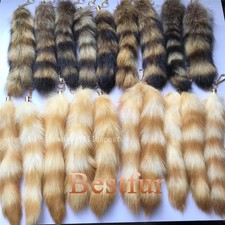 Real American Raccoon Fur Tail Keychain Wholesale 50pcs 10" Bag Charm Pendant