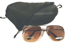 Aviator Sunglasses W/ Gold Semi Rimless Spring Temple Frame And PC Copper Lenses