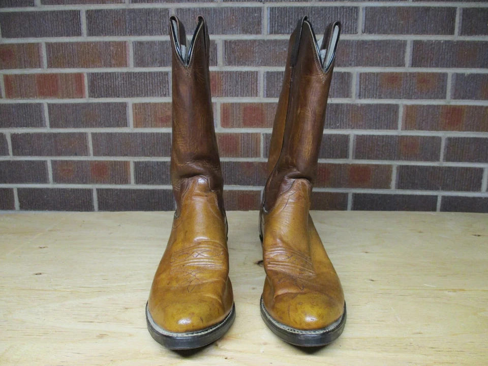 Botas de Vaquero Olathe De Colección Para Hombres 8.5 D Cuero Marrón Ropa de Trabajo Occidental 6492 EE. UU. Foto 3 de 4