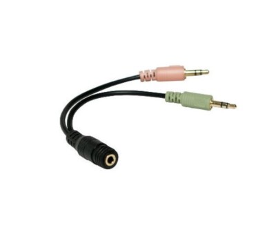 DINIC Klinken Y-Adapter, 4-Pin Buchse auf 2x 3-Pin Stereo Stecker, 15cm