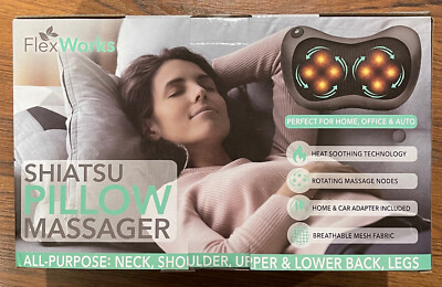 FlexWorks Shiatsu Neck, Back & Legs Pillow Massager, New in box