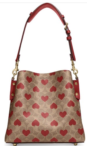 ❤️ Coach Willow Tan Red Apple Bucket Bag In Signature Canvas With Heart Print - Bild 2 von 5