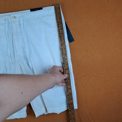 Perry Ellis Shorts Mens Size 34 White Linen Blend Drawstring Summer Beachy NWT - Picture 7 of 13
