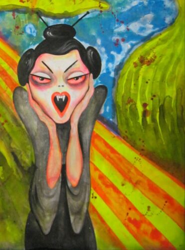 pop art contemporary painting cartoon vampire famous celebrities by munch scream - Picture 3 of 12