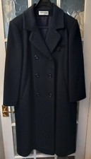 Beautiful Ladies Wool Coat Navy Double Breasted Size 14 (uk)