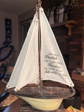 I Will Praise Your Name Canvas Sail 17”x11” Wood Table Top Sailboat Scripture I Will Praise Your Name Canvas Sail 17”x11” Wood Table Top Sailboat Scripture