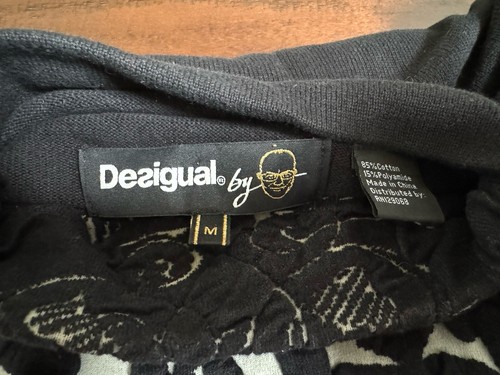 Desigual By Christian Lacroix Graphic Print Sweater Sz M Black White - Picture 6 of 12