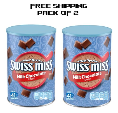 Swiss Miss Milk Chocolate Flavored Hot Cocoa Mix, 45.68 oz. Canister Pack of 2