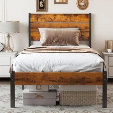 Twin Queen Full Size Sturdy Metal Platform Bed Frame w/ Headboard and Footboard