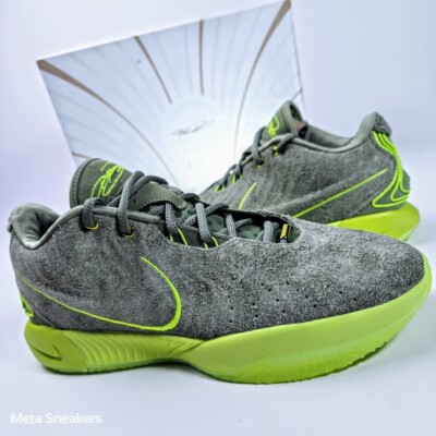 Nike Lebron 21   US 13 Men's Oil Green Volt Suede Air Basketball FV2345 302 NIB