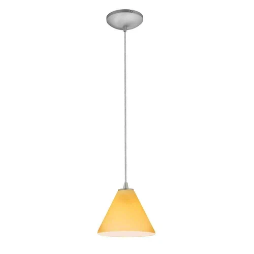 Access Lighting Martini 1-Light Brushed Steel Shaded Pendant Light w/Glass Shade - Picture 1 of 2