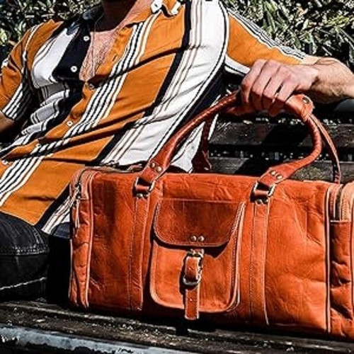 Vintage Hommes Véritable Cuir Grand Voyage Duffel Weekend Sac