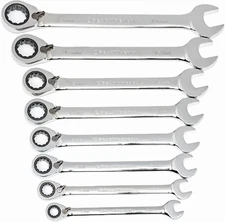 8 Pc. 12 Pt. Reversible Ratcheting Combination Wrench Set, Metric - 9543