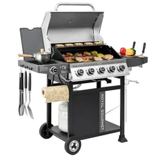 Royal Gourmet 5-Burner Gas Grill with Side Burner and Sear Burner Cart Style