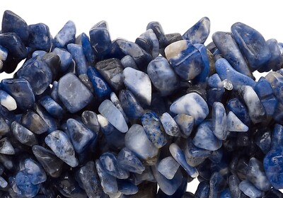Bead, Sodalite, Natural Blue & White Gemstone 2-12mm Chip Bead 34'' Strand
