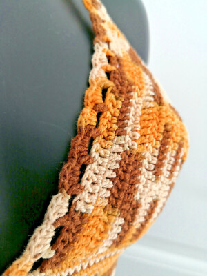 Top Crochet Style Maillot De Bain - Marron, Beige Et Orange, Taille M, Coton, Occasion Très Bon état