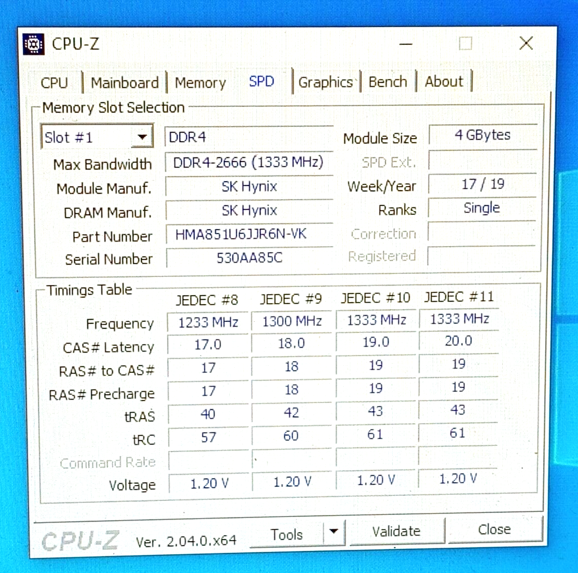 HMA851U6JJR6N-VK Hynix 4GB DDR4 Non ECC PC4-21300 2666MHz HMA851U6JJR6N-VK Hynix 4GB DDR4 Non ECC PC4-21300 2666MHz