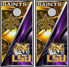 saints lsu split 0451 cornhole board vinyl wraps