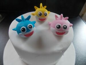 3 Edible Fondant Baby Shark Cake And Cupcake Toppers Ebay