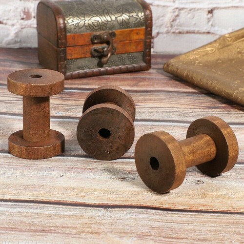 3Pcs Wooden Empty Thread Spools Reels Bobbins for Sewing Ribbons Craft 6 x 4.2cm - Picture 7 of 11