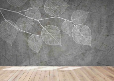 3D Gray Leaf Texture Self-adhesive Removable Wallpaper Murals Wall