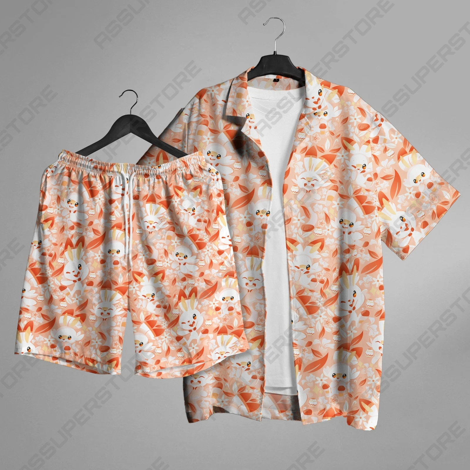 Scorbunny Fire Hawaiian Shirt Scorbunny Button Up Shirt Gift