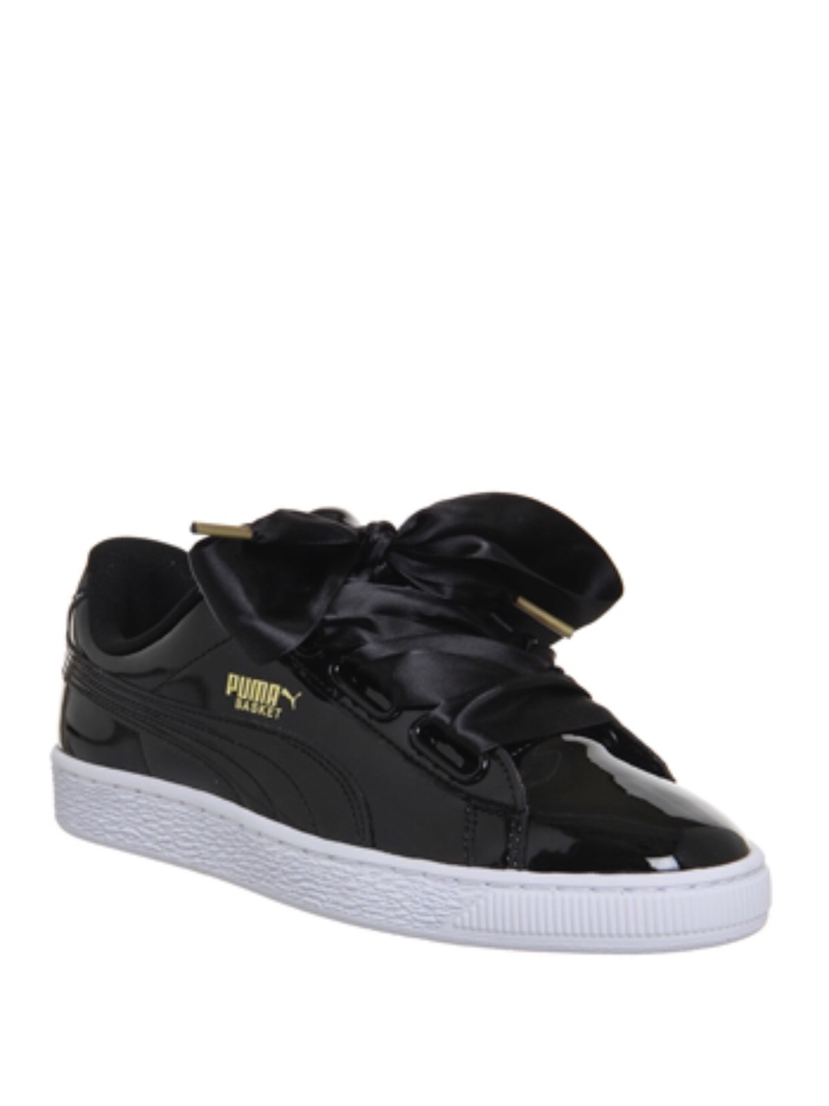 puma basket heart black patent