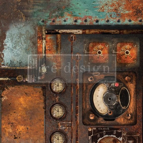 Redesign Prima Aged Machinery Elegance A1 Fiber Paper for Decoupage 23.4x33.1 in