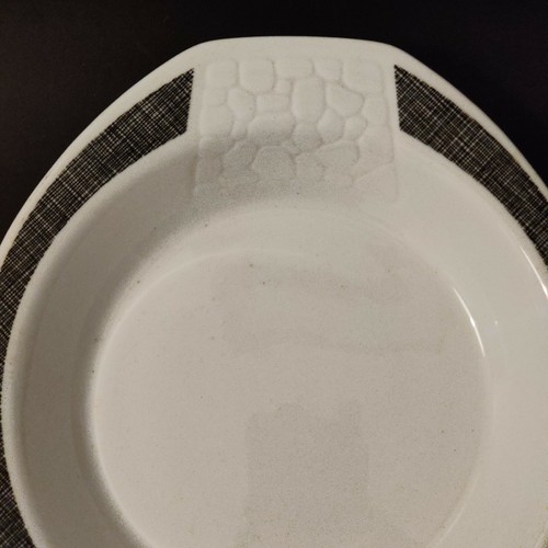 Syracuse China Syralite Restaurant Ware Oval Platter Black Screen Stone Wall EUC - Picture 2 of 8