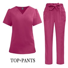 New Women Medical Scrub Set Nursing Uniform V-Neck Straight Workware 2025 Summer