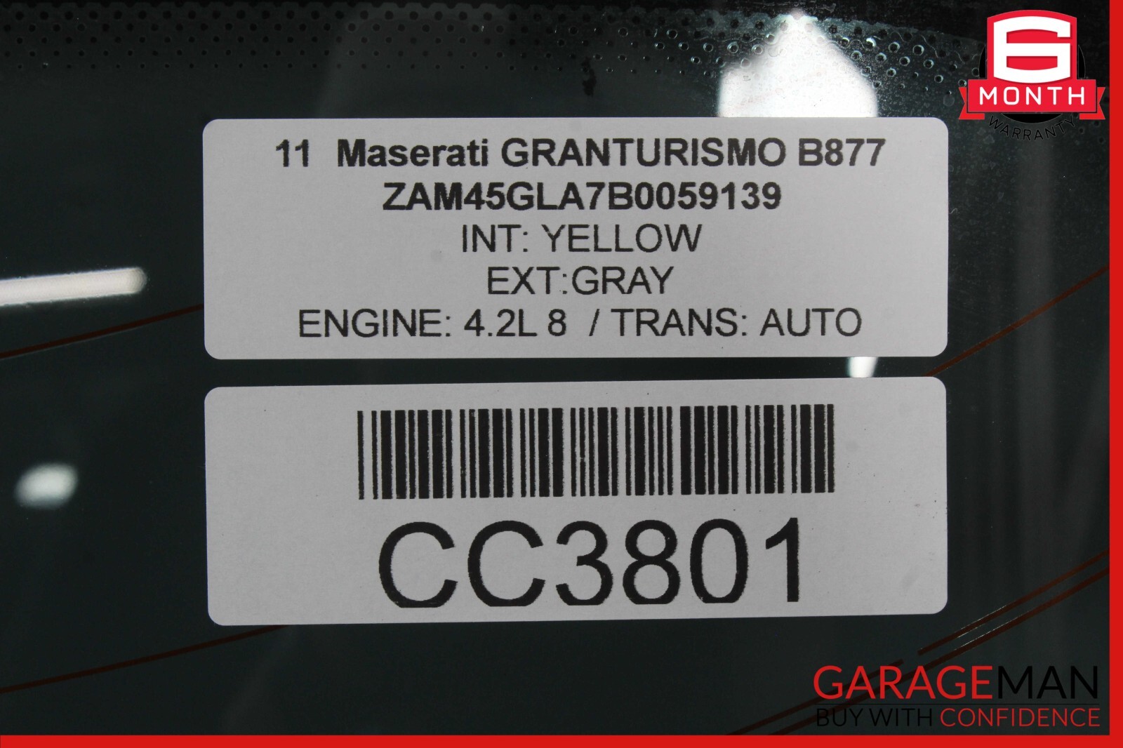 08-18 Maserati GranTurismo M145 Rear Windshield Wind Shield Back Glass Black OEM