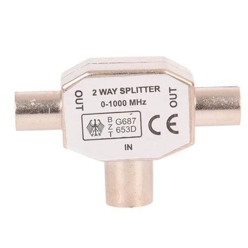 PAL TV IEC DVB-T 1F/2M 2 Way Aerial Coaxial Antenna Signal Splitter Metal*$i - Picture 3 of 9