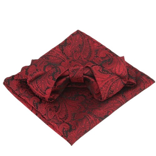 Men Paisley Pre-tied Bowtie Pocket Square Wedding Party Bow Tie Handkerchief Set - Picture 8 of 8