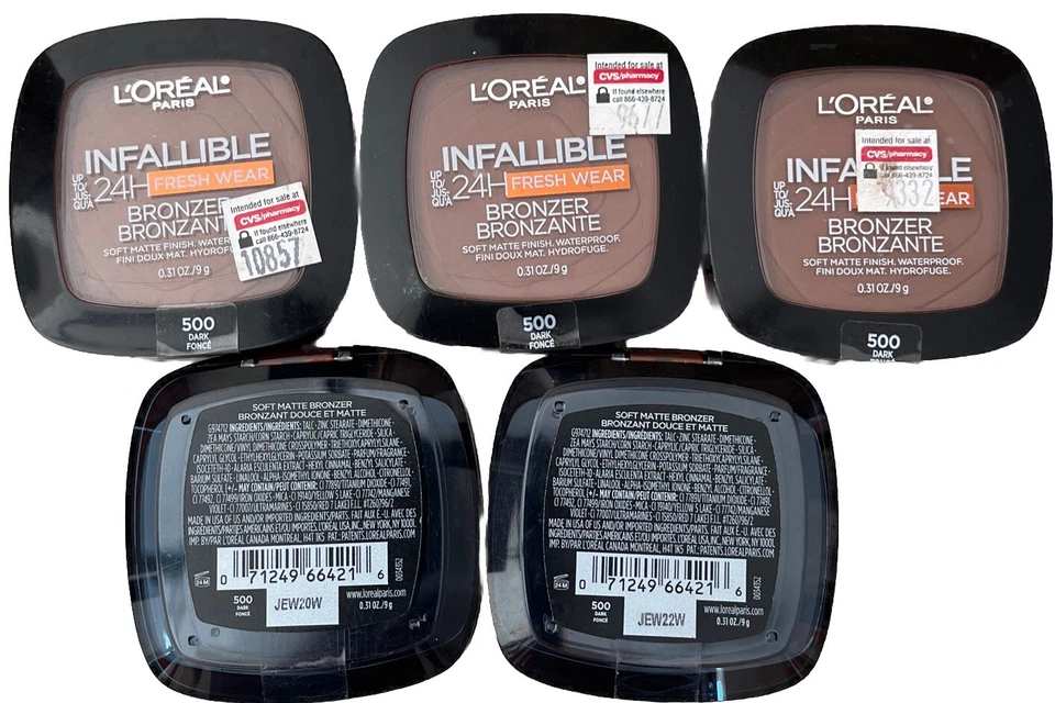 5 L'Oreal Paris Infallible 24H Fresh Wear Bronzer Shade-500 Dark Lots 5 Sealed - Image 4 of 4