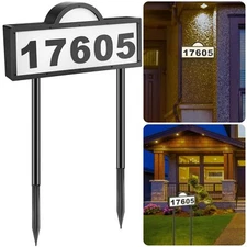 Solar Power LED House Address Number Plaque Sign Plate Lamp Warmwhite+Cold White