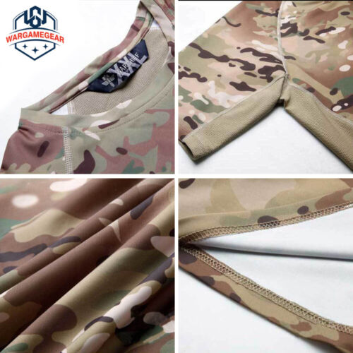 Quick Drying Tactical Short Sleeve Camo Tops Military Combat Crew Neck T-Shirt - Picture 5 of 16