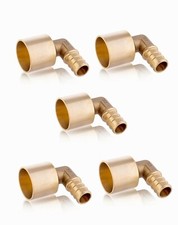 5 PCS Pex 1/2" X3/4" Male SWEAT ELBOW ADAPTERS BRASS CRIMP FITTINGS, LEAD FREE