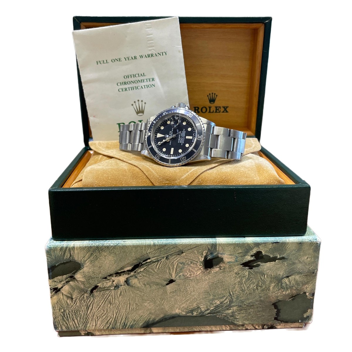 VINTAGE PAPERS Rolex Submariner Date 40mm Patina Stainless