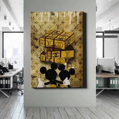 ✅WANDBILD LEINWAND, ACRYLGLAS GOLD LUXUS LV RUBICS CUBE DEKO WANDBILD PREMIUM - Bild 1 von 4
