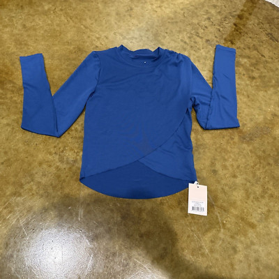 Wilo The Label Women's Blue Cross Front Long Sleeve Top Pullover XS NWT