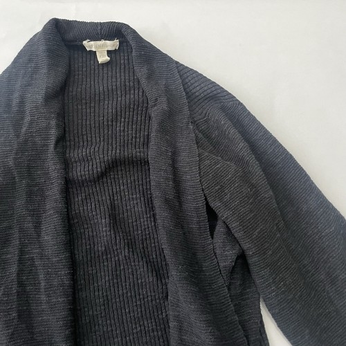 Eileen Fisher Women’s Medium 3/4 Sleeve Open Cardigan Sweater Hemp Black - Picture 6 of 6