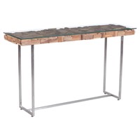 Rectangular 55 Recycled Teak Woodtempered Glass And Stainless Steel Console ... on sale Rectangular 55 Recycled Teak Woodtempered Glass And Stainless Steel Console ... on sale